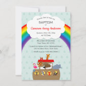 Noah's Ark Rainbow Baptism Dedication Christening Einladung (Vorderseite)