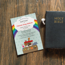Noah's Ark Rainbow Baptism Dedication Christening Einladung