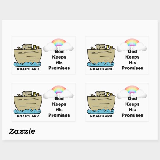 Noahs Ark Rainbow Gottes Versprechen Rechteckiger Aufkleber (Blatt)