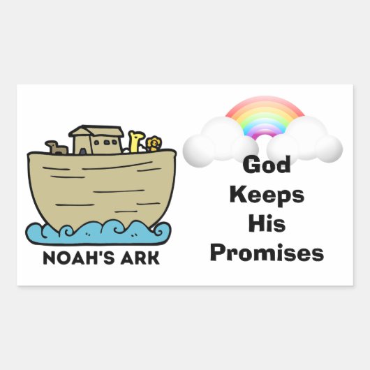 Noahs Ark Rainbow Gottes Versprechen Rechteckiger Aufkleber (Vorderseite)
