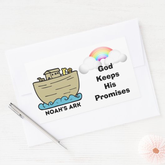 Noahs Ark Rainbow Gottes Versprechen Rechteckiger Aufkleber (Umschlag)
