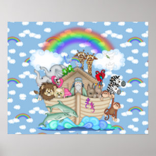 NOAHS ARK Rainbow KINDERZIMMER DECORATION Poster