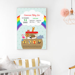 Noah's Ark Rainbow Personalisiert Baby Birth Poster