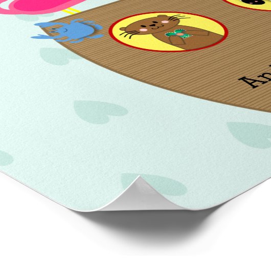 Noah's Ark Rainbow Personalisiert Baby Birth Poster (Ecke)