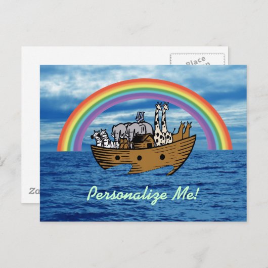 Noah's Ark & Rainbow Postkarte (Vorne/Hinten)