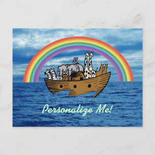 Noah's Ark & Rainbow Postkarte