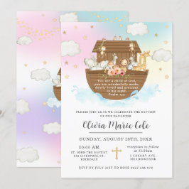 Noahs Ark Rainbow-Taufe Christening Dedication Einladung