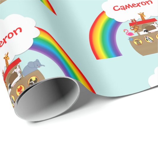 Noahs Ark Rainbow und Cloud Personalisiert Geschenkpapier (Rolleneckpunkt)