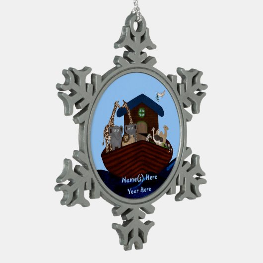 Noah's Ark Schneeflocken Zinn-Ornament (Links)