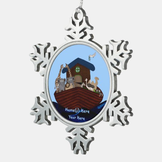 Noah's Ark Schneeflocken Zinn-Ornament (Rechts)