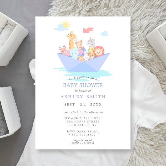 Noah's Ark Süße Tier Boat Baby Shower Einladung