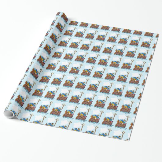 Noahs Ark-Taufe, Boy Blue Geschenkpapier (Ungerollt)