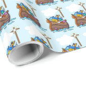 Noahs Ark-Taufe, Boy Blue Geschenkpapier (Rolleneckpunkt)