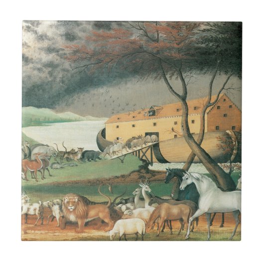 Noah's Ark von Edward Hicks, Vintage Volkskunst Fliese (Vorderseite)