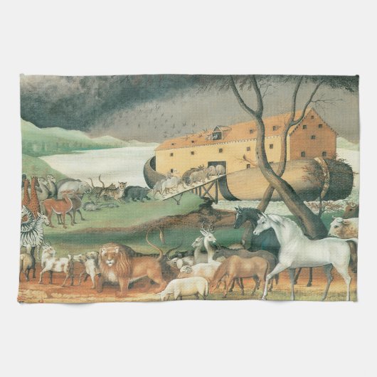 Noah's Ark von Edward Hicks, Vintage Volkskunst Geschirrtuch (Horizontal)