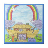 Noahs Ark Watercolor Rainbow Animal Elephant Fliese (Vorderseite)