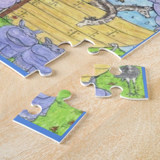 Noahs Ark Watercolor Rainbow Animal Elephant Puzzle (Seite)