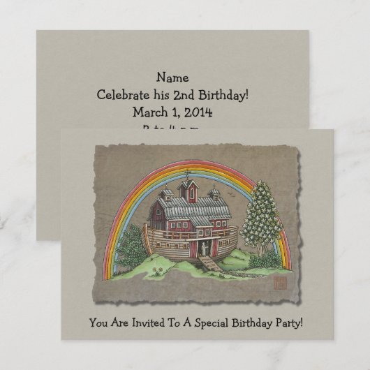 Noahs Arkestall Einladung (Vorne/Hinten)