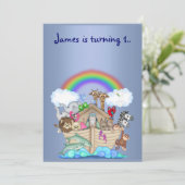 Noahs Arsch Animal Einladung blau (Stehend Vorderseite)