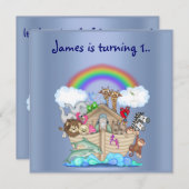 Noahs Arsch Animal Einladung blau (Vorne/Hinten)