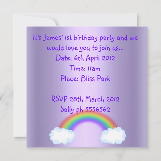 Noahs Arsch Animal Einladung LILA 2 (Rückseite)