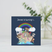 Noahs Arsch Animal Einladung Navy Blue (Stehend Vorderseite)