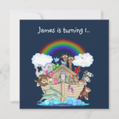 Noahs Arsch Animal Einladung Navy Blue (Vorderseite)