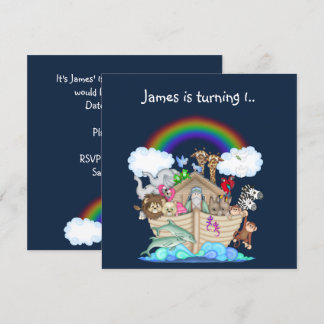 Noahs Arsch Animal Einladung Navy Blue