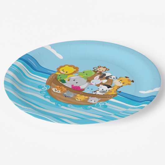 Noahs Baby-Tiere des Arche-Thema-| Pappteller (Schrägansicht)