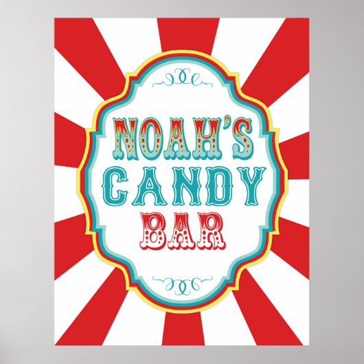 Noah's Candy Bar Birthday Carnival Sign Poster (Vorne)
