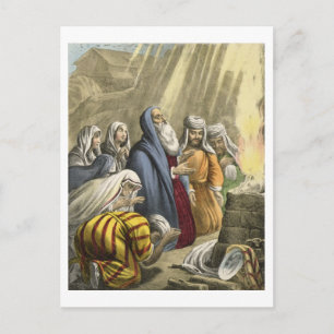 Noahs Opfer beim Verlass der Arche, aus einer Bibe Postkarte