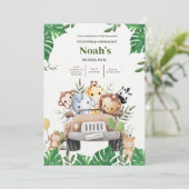 Noah's Wild Animal Adventure Birthday Bash Einladung (Stehend Vorderseite)