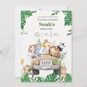 Noah's Wild Animal Adventure Birthday Bash Einladung