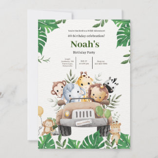 Noah's Wild Animal Adventure Birthday Bash Einladung