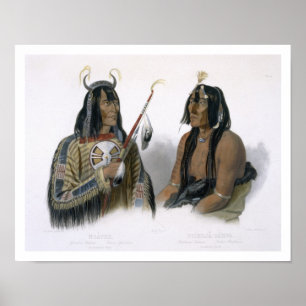 Noapeh, ein Assiniboin-Indianer und Psihdja-Sahpa, Poster