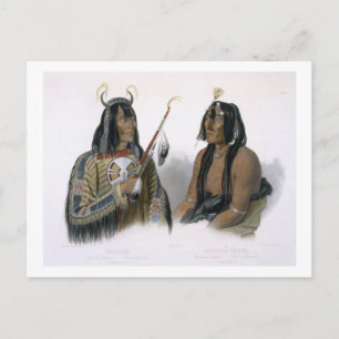 Noapeh, ein Assiniboin-Indianer und Psihdja-Sahpa, Postkarte