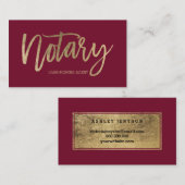 Noary elegante gold typography red burgundy visitenkarte (Vorne/Hinten)