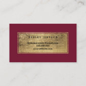 Noary elegante gold typography red burgundy visitenkarte (Rückseite)