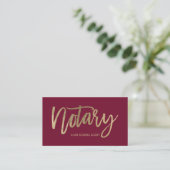 Noary elegante gold typography red burgundy visitenkarte (Stehend Vorderseite)