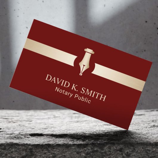 Noary Public Golden Pen Elegante Rot Visitenkarte