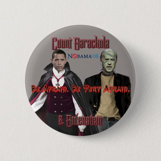 Nobama Halloween-Barackula u. Biden Knopf Button (Vorderseite)
