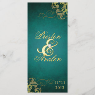 Nobel Aquamarin Scroll Gold Wedding Program Programm