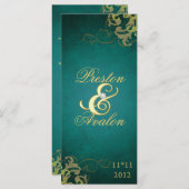 Nobel Aquamarin Scroll Gold Wedding Program Programm (Vorne/Hinten)