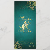 Nobel Aquamarin Scroll Gold Wedding Program Programm (Vorderseite)