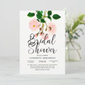 Nobel erröten Rosen-botanisches Brautparty Einladung (Stehend Vorderseite)