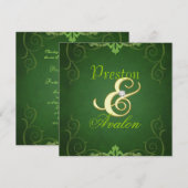 Nobel Green Texture Gold Scroll Einladung (Vorne/Hinten)