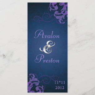 Nobel Lila Scroll Blue Wedding Program Programm