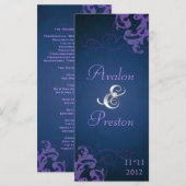 Nobel Lila Scroll Blue Wedding Program Programm (Vorne/Hinten)