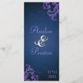 Nobel Lila Scroll Blue Wedding Program Programm (Vorderseite)
