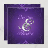 Nobel Lila Texture Silver Scroll Einladung (Vorne/Hinten)
